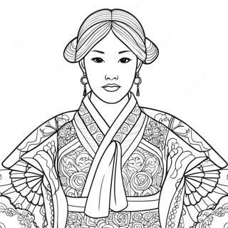 Traditional Korean Hanbok Coloring Page 107973-45013