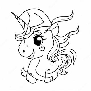 Halloween Unicorn In A Witch Hat Coloring Page 108156-45166