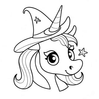 Halloween Unicorn In A Witch Hat Coloring Page 108156-45167