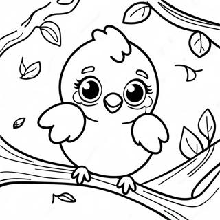 Adorable Baby Bird In A Tree Coloring Page 108208-45206