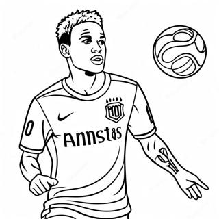 Neymar Dribbling The Ball Coloring Page 108437-45374