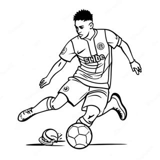 Neymar Dribbling The Ball Coloring Page 108437-45375