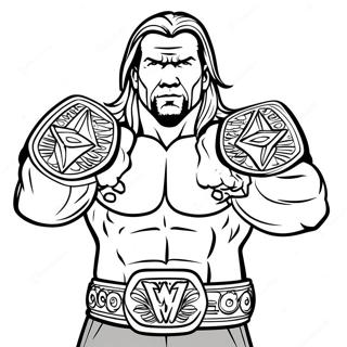 Dynamic Triple H Holding Two Belts Coloring Page 108491-45424