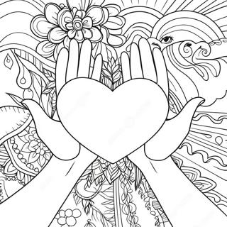 Hands Holding A Heart Coloring Page 108543-45467