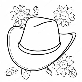 Cute Cowboy Hat With Flowers Coloring Page 109058-45864