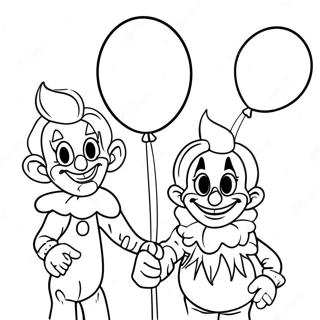 Spooky Killer Klowns With Balloons Coloring Page 109316 46121