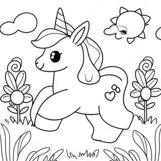 Playful Bunny Unicorn In A Flower Field Coloring Page 109444 46227