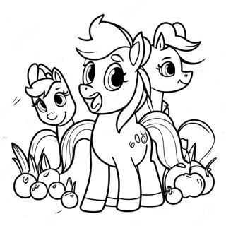 Happy Apple Jack With Friends Coloring Page 109624-46365