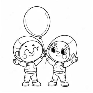 Mikey And Jj With Colorful Balloons Coloring Page 109727-46451