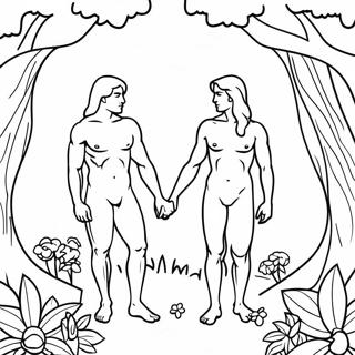 Adam And Eve In The Garden Coloring Page 109878-46563