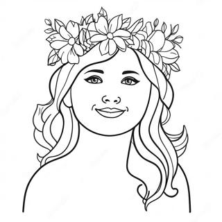 Pregnant Woman With Flower Crown Coloring Page 109980-46634