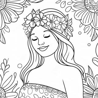 Pregnant Woman With Flower Crown Coloring Page 109980-46635