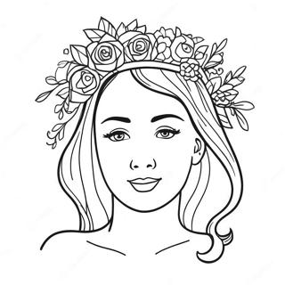 Pregnant Woman With Flower Crown Coloring Page 109980-46636