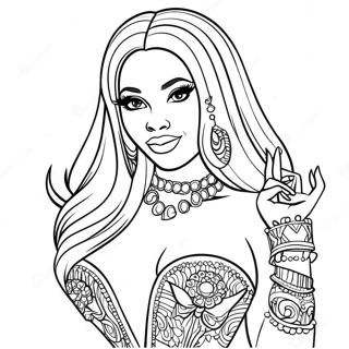 Nicki Minaj In Glamorous Outfit Coloring Page 110086-46727