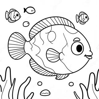 Happy Flounder Swimming Coloring Page 110161-46778