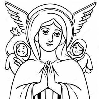 Virgin Mary Surrounded By Angels Coloring Page 110423 46988