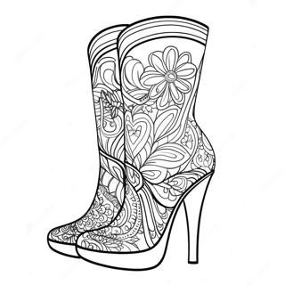 Stylish High Heeled Boots Coloring Page 110677 47181