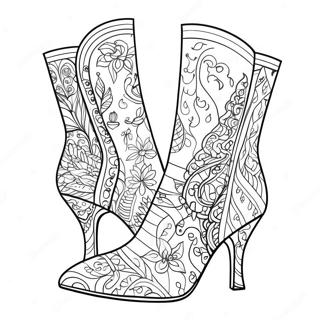 Stylish High Heeled Boots Coloring Page 110677 47182