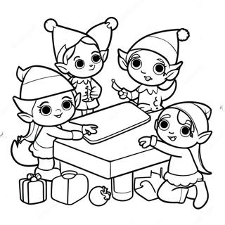 Busy Elves Making Toys Coloring Page 110805-47281