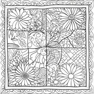 Colorful Patchwork Quilt Coloring Page 110985-47441