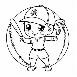 Cute Softball Coloring Page 111061-47498