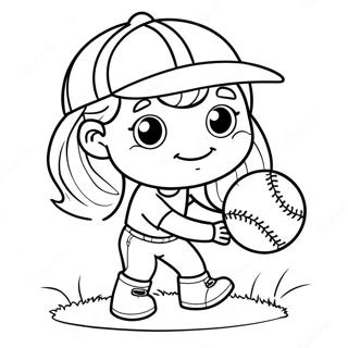 Cute Softball Coloring Page 111061-47499