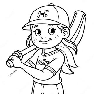 Adorable Softball Player Coloring Page 111062-47502