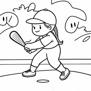 Playful Softball Scene Coloring Page 111063-47507