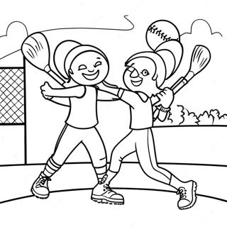 Playful Softball Scene Coloring Page 111063 47508