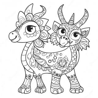 Colorful Alebrijes Fantasy Creatures Coloring Page 111165-47583