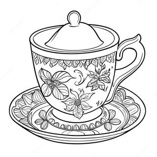 Vintage Tea Cup Coloring Page 111452-47816