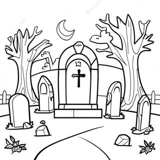 Eerie Graveyard Night Coloring Page 111887 48154