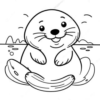Adorable Sea Otter With A Big Smile Coloring Page 112220-48415