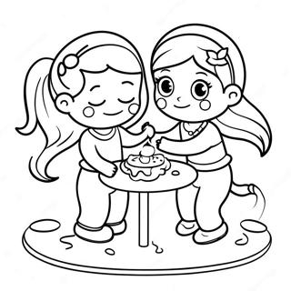 Adorable Sister Playing Together Coloring Page 112344-48501