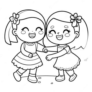 Adorable Sister Playing Together Coloring Page 112344-48502