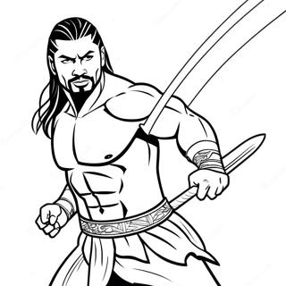 Roman Reigns In Action Coloring Page 112471 48604
