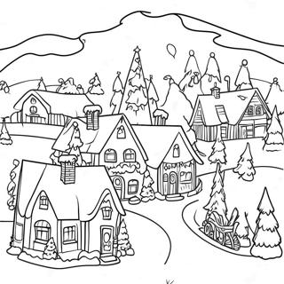 Christmas Village Coloring Pages