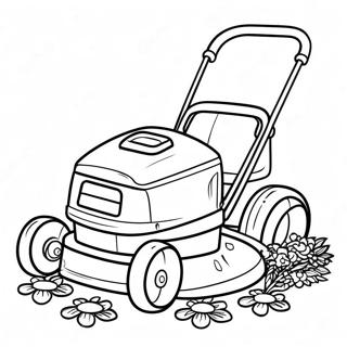 Funny Lawn Mower With Flowers Coloring Page Coloring Pages