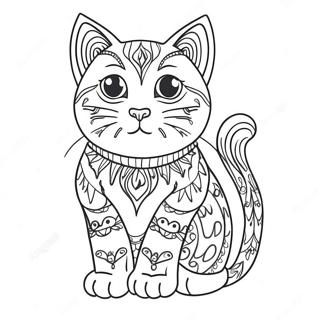 Adorable Cat Sitting Coloring Page 112678 48776