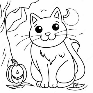 Spooky Black Cat Halloween Coloring Page 112727-48802