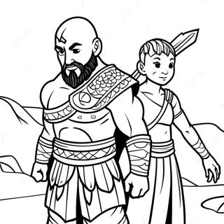 Kratos And Atreus Adventure Coloring Page 112782-48854