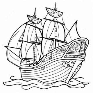 Colorful Buccaneers Ship Coloring Page 112808-48873