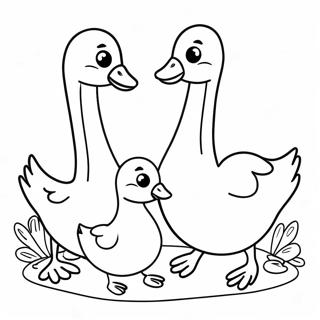 Cute Goose Family Coloring Page 113012-49141