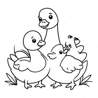 Cute Goose Family Coloring Page 113012-49142