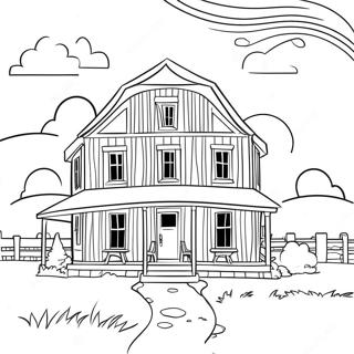 Rustic Farmhouse Landscape Coloring Page 113064-49182