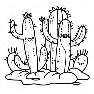 Cute Cactus In The Desert Coloring Page 113140-49242