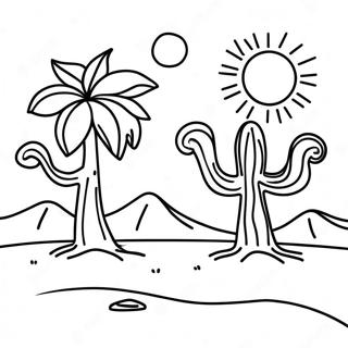 Sunny Desert Scene Coloring Page 113141-49246