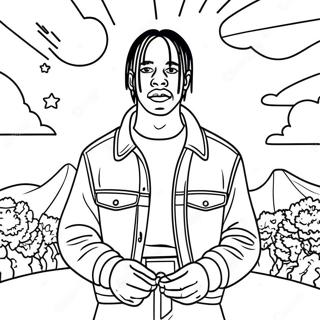 Travis Scott With Astroworld Background Coloring Page 113192 49287