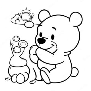 Happy Winnie The Pooh With Honey Coloring Page 113476-49507