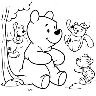 Playful Winnie The Pooh And Friends Coloring Page 113477-49509